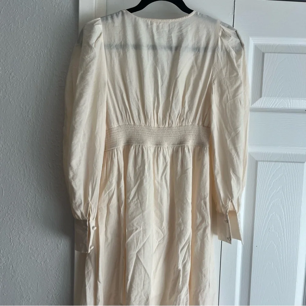 By the River Romantic Pinstripe Cottage Midi Dress